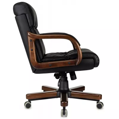 Кресло руководителя Бюрократ T-9932W-LOW-Eco черный экокожа низк.спин. крестов. металл/дерево