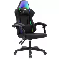 Кресло игровое Knight Wolf RGB черный с подголов. крестов. пластик пластик черный