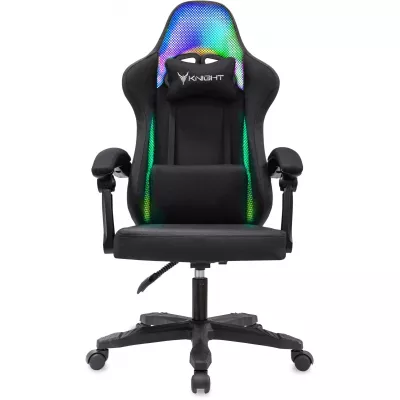 Кресло игровое Knight Wolf RGB черный с подголов. крестов. пластик пластик черный