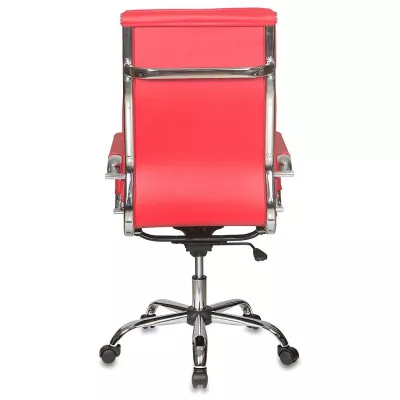 Кресло руководителя Бюрократ CH-993 красный экокожа крестов. металл хром