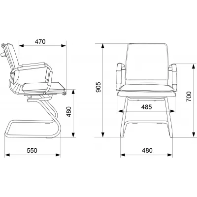 Кресло Бюрократ Ch-993-Low-V черный экокожа низк.спин. полозья металл хром