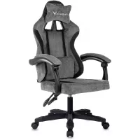 Кресло игровое Knight Wolf серый/черный крестов. пластик