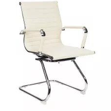 Кресло Бюрократ CH-883-LOW-V слоновая кость экокожа низк.спин. полозья металл хром