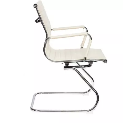 Кресло Бюрократ CH-883-LOW-V слоновая кость экокожа низк.спин. полозья металл хром