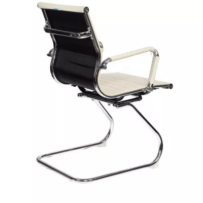 Кресло Бюрократ CH-883-LOW-V слоновая кость экокожа низк.спин. полозья металл хром