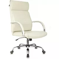 Кресло руководителя Бюрократ T-8010SL слоновая кость экокожа крестов. металл хром