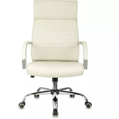 Кресло руководителя Бюрократ T-8010SL слоновая кость экокожа крестов. металл хром