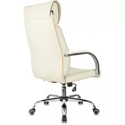 Кресло руководителя Бюрократ T-8010SL слоновая кость экокожа крестов. металл хром