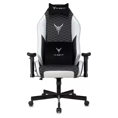 Кресло игровое Knight Neon черный/серебряный соты экокожа с подголов. крестов. металл