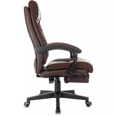 Кресло руководителя Бюрократ CH-824MSG-BF коричневый ткань/эко.кожа крестов. пластик подст.для ног