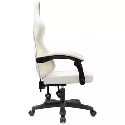 Кресло игровое Knight Wolf RGB белый экокожа/сетка с подголов. крестов. пластик