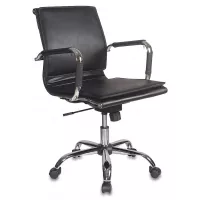 Кресло руководителя Бюрократ Ch-993-Low черный экокожа низк.спин. крестов. металл хром
