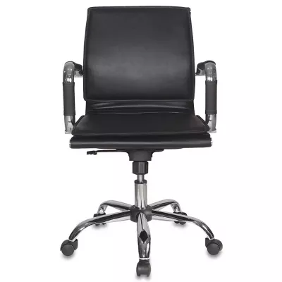 Кресло руководителя Бюрократ Ch-993-Low черный экокожа низк.спин. крестов. металл хром
