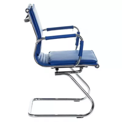 Кресло Бюрократ CH-993-Low-V синий экокожа низк.спин. полозья металл хром
