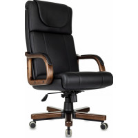 Кресло руководителя Бюрократ T-9933Walnut черный экокожа крестов. металл/дерево