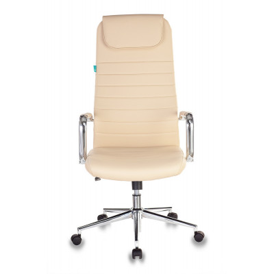 Кресло руководителя Бюрократ KB-9N/ECO бежевый экокожа с подголов. крестов. металл хром