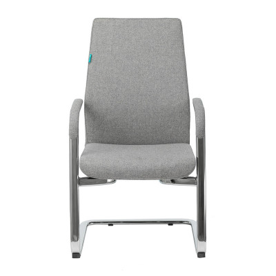 Кресло Бюрократ _JONS-LOW-V серый низк.спин. полозья металл хром