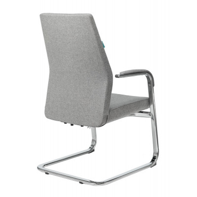 Кресло Бюрократ _JONS-LOW-V серый низк.спин. полозья металл хром