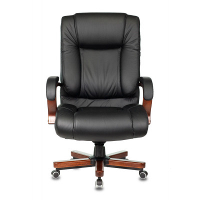 Кресло руководителя Бюрократ T-9925WALNUT черный кожа/иск.кожза крестов. металл/дерево