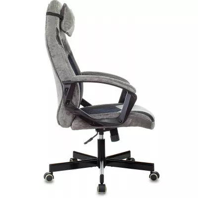 Кресло игровое Zombie VIKING 6 KNIGHT Fabric серый/черный с подголов. крестов. металл