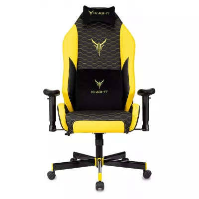 Кресло игровое Knight Neon черный/желтый соты экокожа с подголов. крестов. металл
