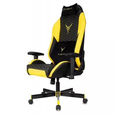 Кресло игровое Knight Neon черный/желтый соты экокожа с подголов. крестов. металл