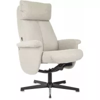 Кресло для дома Бюрократ _Baron с пуфом бежевый металл черный крестов. (_BARON/BEIGE)