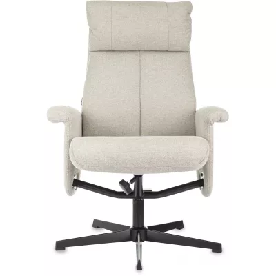 Кресло для дома Бюрократ _Baron с пуфом бежевый металл черный крестов. (_BARON/BEIGE)