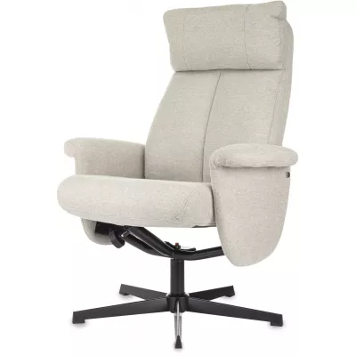 Кресло для дома Бюрократ _Baron с пуфом бежевый металл черный крестов. (_BARON/BEIGE)