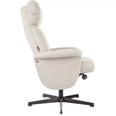 Кресло для дома Бюрократ _Baron с пуфом бежевый металл черный крестов. (_BARON/BEIGE)