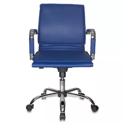 Кресло руководителя Бюрократ CH-993-Low синий экокожа низк.спин. крестов. металл хром