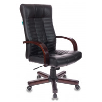 Кресло руководителя Бюрократ KB-10WALNUT черный экокожа крестов. металл/дерево