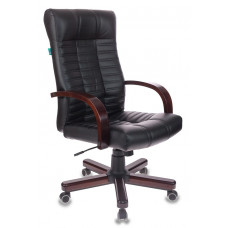 Кресло руководителя Бюрократ KB-10WALNUT черный экокожа крестов. металл/дерево