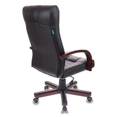 Кресло руководителя Бюрократ KB-10WALNUT черный экокожа крестов. металл/дерево