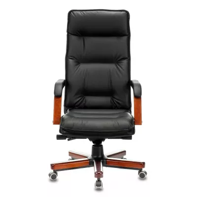 Кресло руководителя Бюрократ T-9927WALNUT черный кожа крестов. металл/дерево