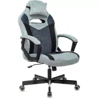 Кресло игровое Zombie VIKING 6 KNIGHT Fabric голубой с подголов. крестов. металл