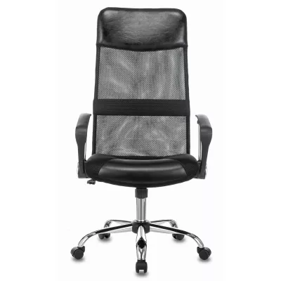 Кресло руководителя Бюрократ CH-600SL черный экокожа/сетка крестов. металл хром