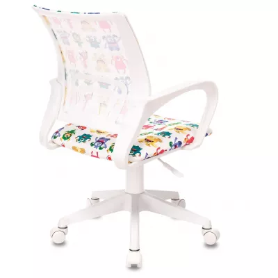 Кресло детское Бюрократ BUROKIDS 1 W белый монстры крестов. пластик пластик белый