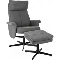 Кресло для дома Бюрократ _Baron с пуфом серый металл черный крестов. (_BARON/GREY)