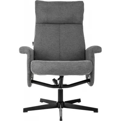 Кресло для дома Бюрократ _Baron с пуфом серый металл черный крестов. (_BARON/GREY)