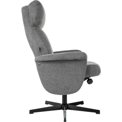 Кресло для дома Бюрократ _Baron с пуфом серый металл черный крестов. (_BARON/GREY)