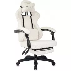 Кресло игровое Knight Lord/F молочный Camby 01 крестов. пластик подст.для ног