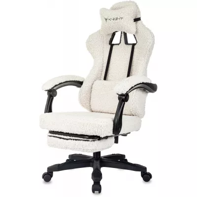 Кресло игровое Knight Lord/F молочный Camby 01 крестов. пластик подст.для ног