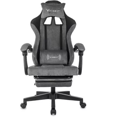 Кресло игровое Knight Custom/F серый/черный крестов. пластик подст.для ног