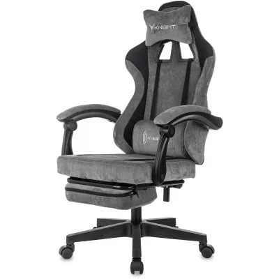 Кресло игровое Knight Custom/F серый/черный крестов. пластик подст.для ног