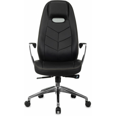 Кресло руководителя Бюрократ _Zen черный кожа крестов. алюминий