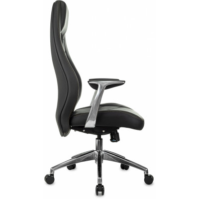 Кресло руководителя Бюрократ _Zen черный кожа крестов. алюминий