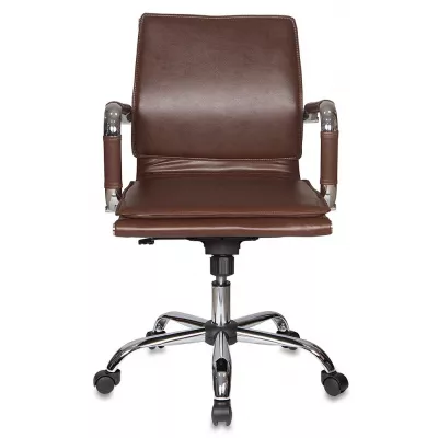 Кресло руководителя Бюрократ Ch-993-Low коричневый экокожа низк.спин. крестов. металл хром