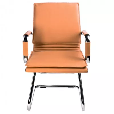 Кресло Бюрократ Ch-993-Low-V светло-коричневый экокожа низк.спин. полозья металл хром