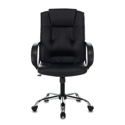 Кресло руководителя Бюрократ T-800N черный кожа крестов. металл хром